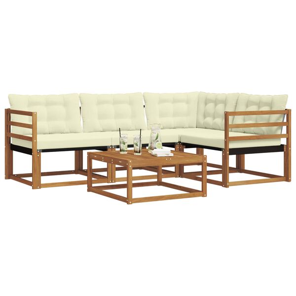 vidaXL Venkovn&iacute; pohovkov&aacute; souprava 5 pcs Přirozen&aacute; a Kr&eacute;mov&aacute;