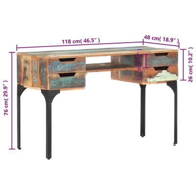 vidaXL Psací stůl 118 x 48 x75 cm masivní recyklované dřevo