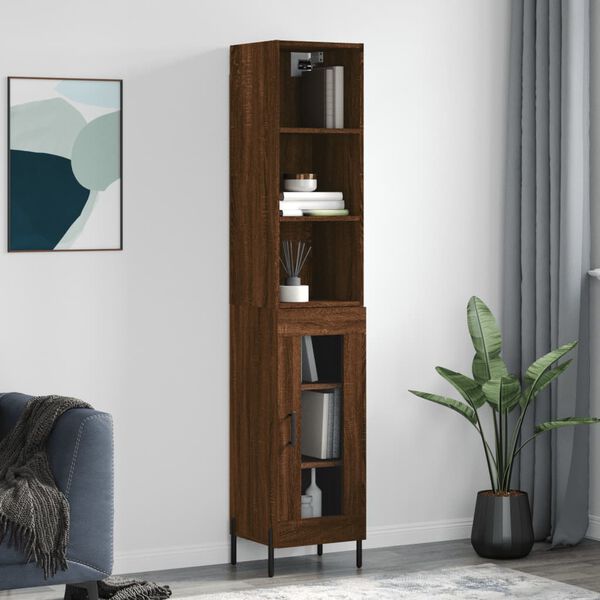 vidaXL Skř&iacute;ň highboard hněd&yacute; dub 34,5 x 34 x 180 cm kompozitn&iacute; dřevo