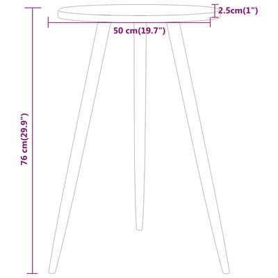 vidaXL Bistro stolek tmavě hnědý Ø 50 x 76 cm MDF a železo