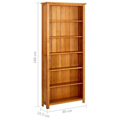vidaXL Knihovna se 6 policemi 80 x 22,5 x 180 cm masivní dubové dřevo