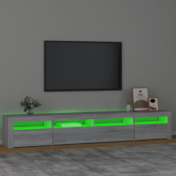 vidaXL TV skř&iacute;ňka s LED osvětlen&iacute;m &scaron;ed&aacute; sonoma 240x35x40 cm