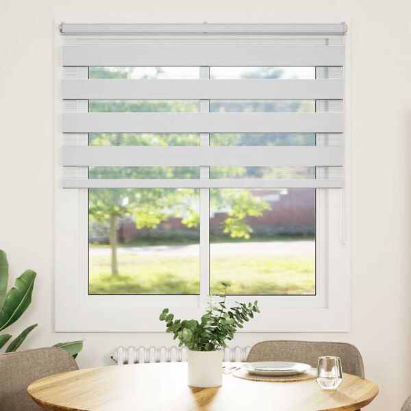 vidaXL Zebra roleta b&iacute;l&aacute; 135x150 cm &scaron;&iacute;řka l&aacute;tky 130,9 cm polyester