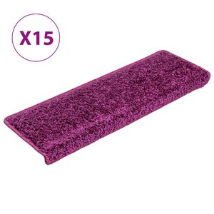 vidaXL Schodov&eacute; rohože 15 ks 65 x 21 x 4 cm fialov&eacute; s obd&eacute;ln&iacute;kov&yacute;m okrajem