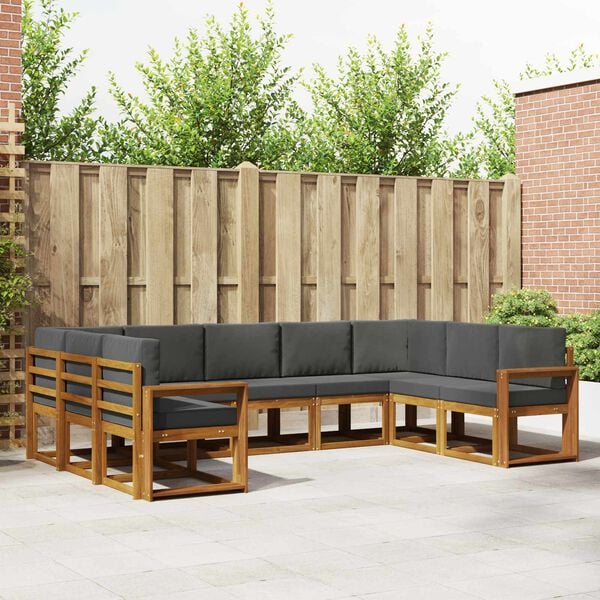 vidaXL Venkovn&iacute; pohovkov&aacute; souprava 9 pcs Přirozen&aacute; a Anthracitov&aacute;