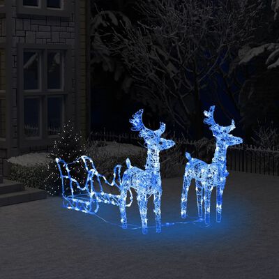 vidaXL Vánoční sobi se sáněmi 160 LED diod 130 cm akryl