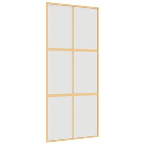 vidaXL Posuvn&eacute; dveře zlat&eacute; 90 x 205 cm ml&eacute;čn&eacute; ESG sklo a hlin&iacute;k