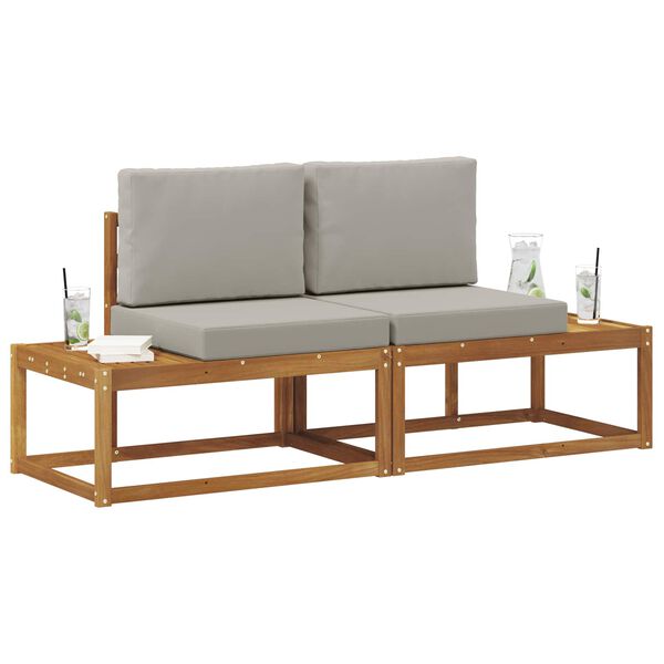 vidaXL Venkovn&iacute; koncov&aacute; pohovka 2 Kus Př&iacute;rodn&iacute; a světle &scaron;ed&aacute;