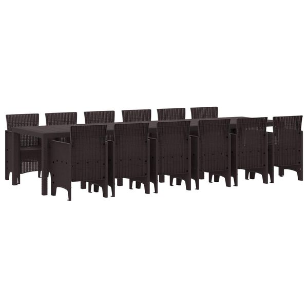 vidaXL Zahradn&iacute; j&iacute;deln&iacute; souprava 13 pcs Hněd&aacute; Ratan Polt