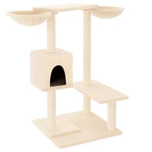 vidaXL &Scaron;krabadlo pro kočky se &scaron;krabac&iacute;mi sloupky kr&eacute;mov&eacute; 82 cm