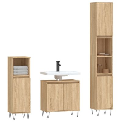 vidaXL 3dílný set koupelnových skříněk dub sonoma kompozitní dřevo