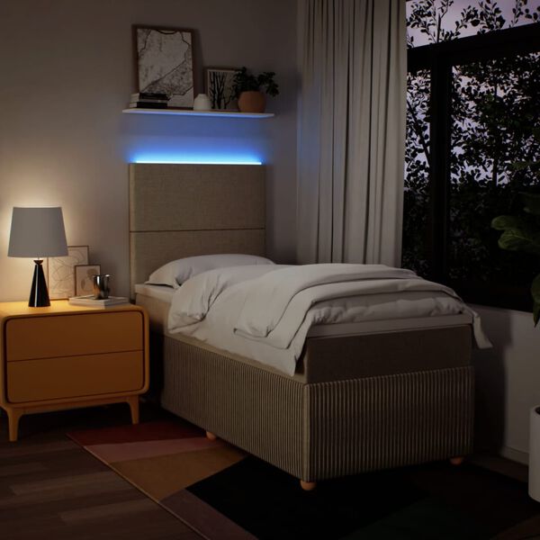 vidaXL Box spring postel s matrac&iacute; kr&eacute;mov&aacute; 90x200 cm textil