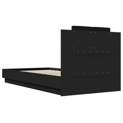 vidaXL Rám postele s čelem a LED osvětlením černý 75 x 190 cm