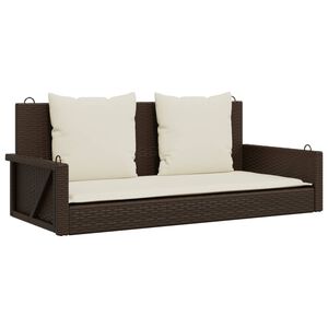 vidaXL Houpac&iacute; lavice s podu&scaron;kami hněd&aacute; 119 x 56 x 48 cm polyratan