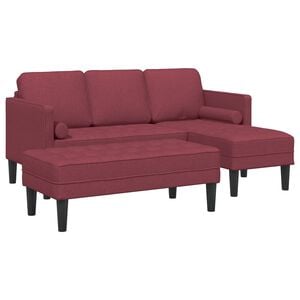 vidaXL Set pohovek s pol&scaron;t&aacute;řem 2 pcs V&iacute;no Červen&eacute; Polyester