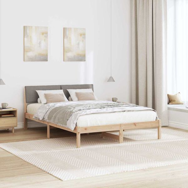 vidaXL R&aacute;m postele Hněd&aacute; a taupe 150 x 200 cm Masivn&iacute; borovicov&eacute; dřevo
