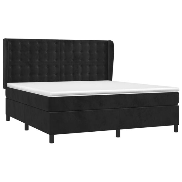 vidaXL Box spring postel s matrac&iacute; čern&aacute; 160x200 cm samet