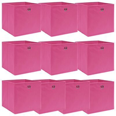 vidaXL Úložné boxy 10 ks růžové 32 x 32 x 32 cm textil