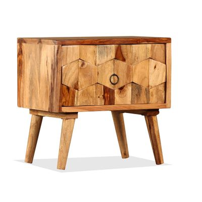 vidaXL Noční stolek s 1 zásuvkou, masivní sheeshamové dřevo