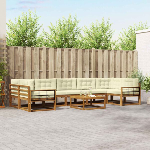 vidaXL Venkovn&iacute; pohovkov&aacute; souprava 8 pcs Přirozen&aacute; a Kr&eacute;mov&aacute;