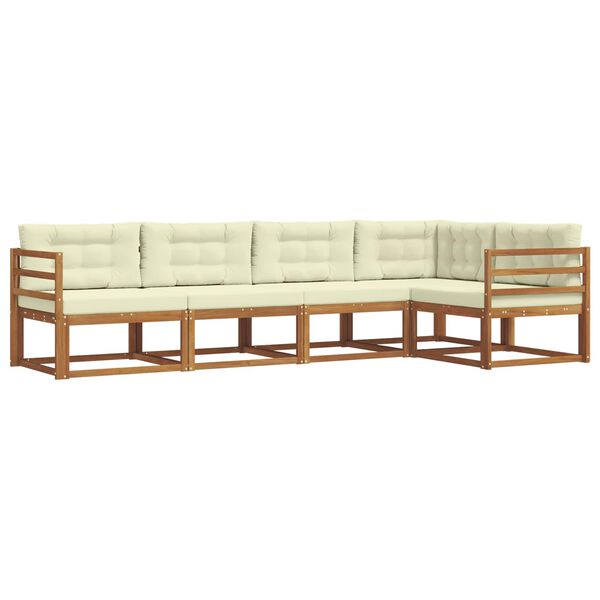 vidaXL Venkovn&iacute; pohovkov&aacute; souprava 5 pcs Přirozen&aacute; a Kr&eacute;mov&aacute;