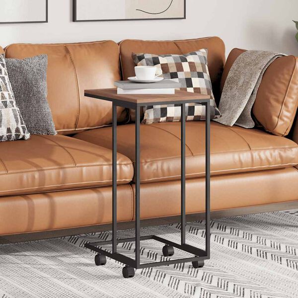 vidaXL Odkl&aacute;dac&iacute; stolek s kolečky čern&yacute; 40x30x63,5 cm kompozitn&iacute; dřevo