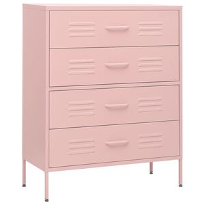 vidaXL Komoda se z&aacute;suvkami růžov&aacute; 80 x 35 x 101,5 cm ocel