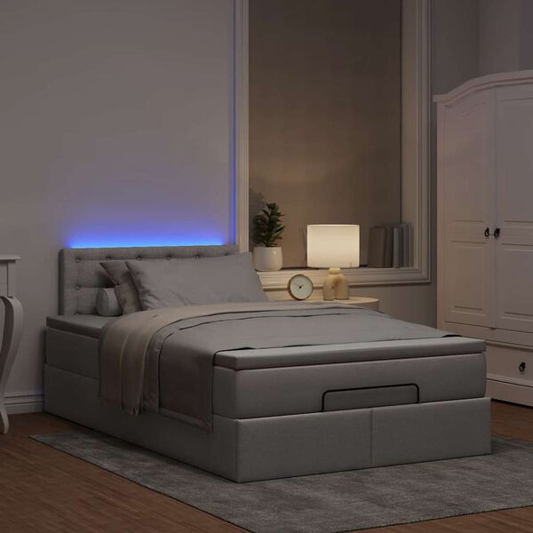 vidaXL Osmansk&aacute; postel s matrac&iacute; & LED taupe 120x190cm l&aacute;tka