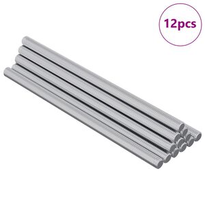 vidaXL &Scaron;roubov&eacute; tyče 12 pcs Stř&iacute;brn&aacute; M6 x 120 mm Kov