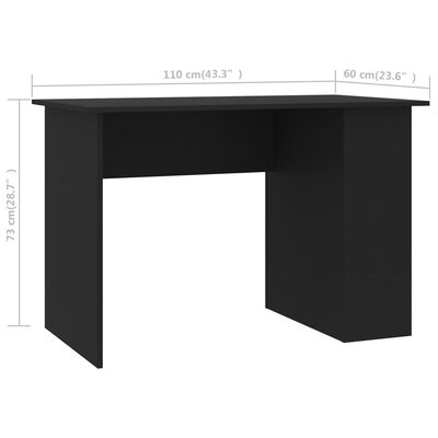 vidaXL Psací stůl černý 110 x 60 x 73 cm dřevotříska