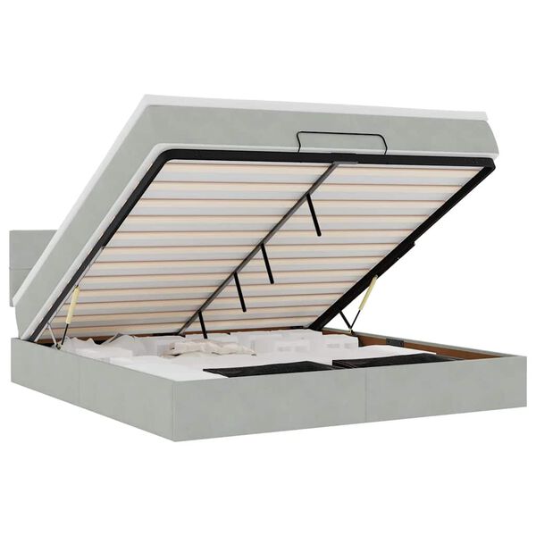 vidaXL Osmansk&yacute; r&aacute;m postele s matrac&iacute; světle &scaron;ed&aacute; 160x200cm samet