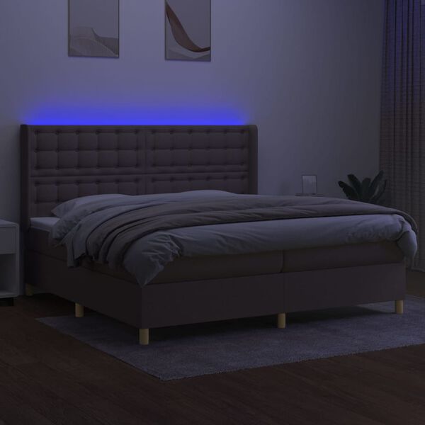 vidaXL Box spring postel s matrac&iacute; a LED taupe 200x200 cm textil