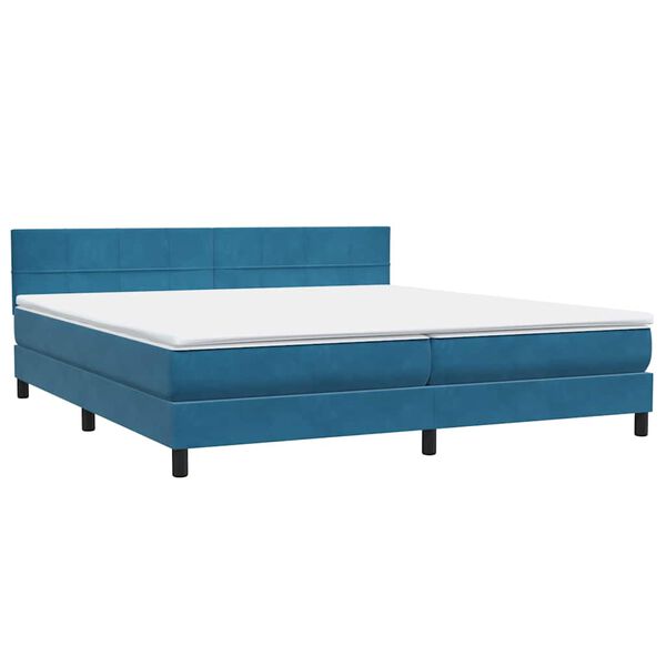 vidaXL Box spring postel s matrac&iacute; tmavě modr&aacute; 180x220 cm samet