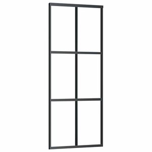 vidaXL Posuvn&eacute; dveře ESG sklo a hlin&iacute;k 76 x 205 cm čern&eacute;