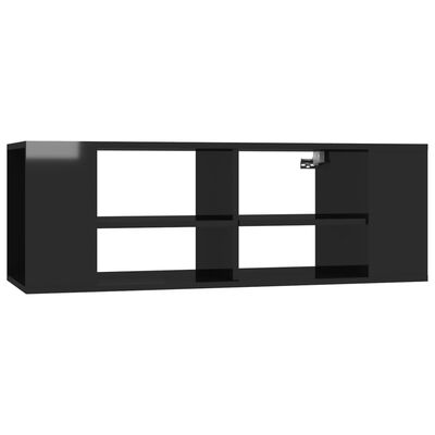 vidaXL Nástěnná TV skříňka černá vysoký lesk 102x35x35 cm dřevotříska