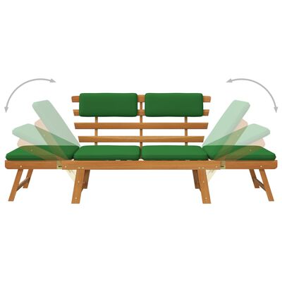 vidaXL Zahradní lavice s poduškami 2 v 1 190 cm masivní akáciové dřevo