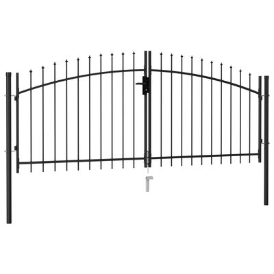 vidaXL Dvoukřídlá zahradní brána s hroty ocelová 3 x 1,25 m černá