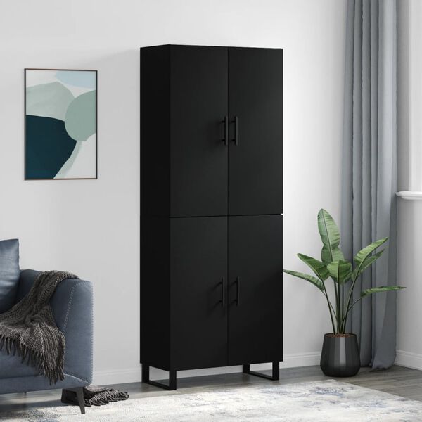 vidaXL Skř&iacute;ň highboard čern&aacute; 69,5 x 34 x 180 cm kompozitn&iacute; dřevo