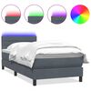 vidaXL Box spring postel s matrac&iacute; a LED tmavě &scaron;ed&aacute; 100x220 cm samet