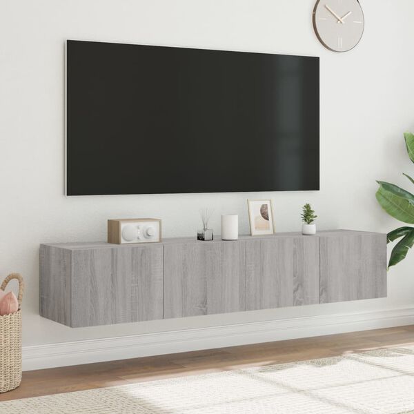 vidaXL N&aacute;stěnn&eacute; TV skř&iacute;ňky s LED 2 ks &scaron;ed&eacute; sonoma 80 x 35 x 31 cm