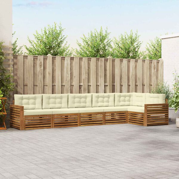 vidaXL Venkovn&iacute; pohovkov&aacute; souprava 6 pcs Přirozen&aacute; a Kr&eacute;mov&aacute;