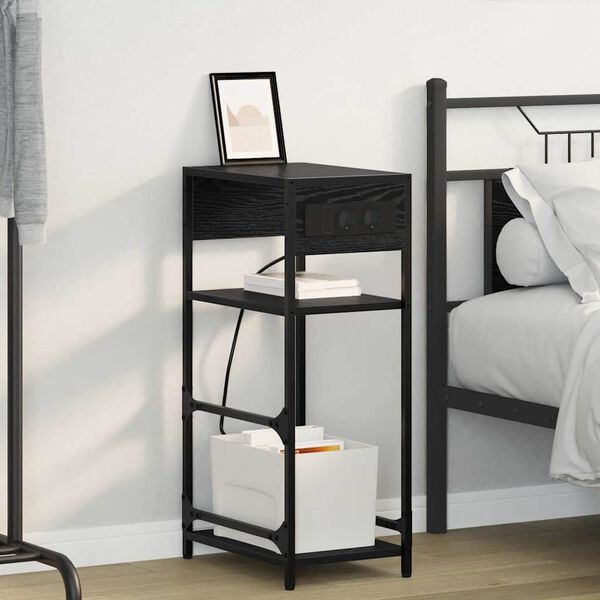 vidaXL Nočn&iacute; skř&iacute;ňka Čern&yacute; dub 40 x 27 x 76 cm kompozitn&iacute; dřevo