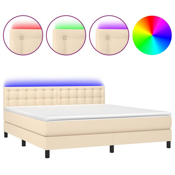 vidaXL Box spring postel s matrac&iacute; a LED kr&eacute;mov&aacute; 160x200 cm textil