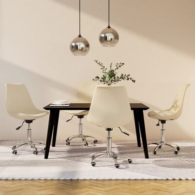 vidaXL Otočné jídelní židle 4 ks krémové textil