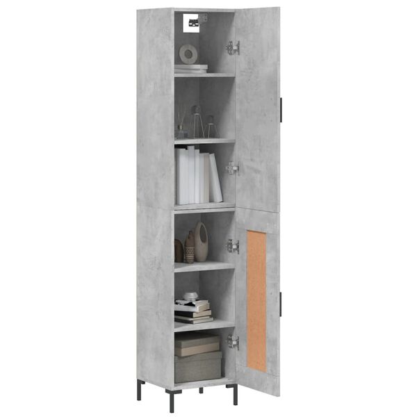 vidaXL Skř&iacute;ň highboard betonově &scaron;ed&aacute; 34,5x34x180 cm kompozitn&iacute; dřevo