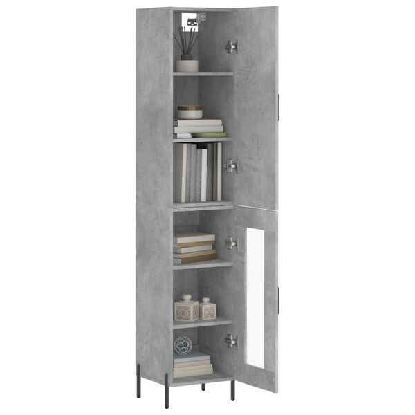 vidaXL Skř&iacute;ň highboard betonově &scaron;ed&aacute; 34,5x34x180 cm kompozitn&iacute; dřevo