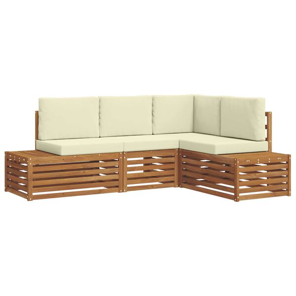 vidaXL Venkovn&iacute; pohovkov&aacute; souprava 4 Kus Přirozen&aacute; a Kr&eacute;mov&aacute;