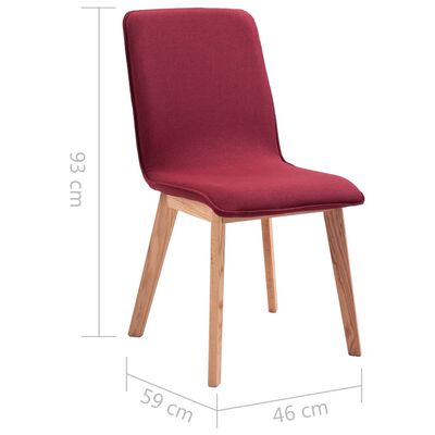 vidaXL Jídelní židle 4 ks červené textil a masivní dubové dřevo