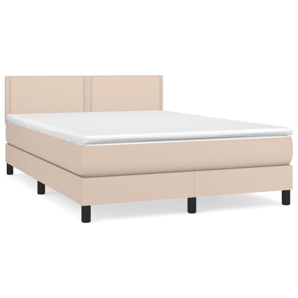 vidaXL Box spring postel s matrac&iacute; cappuccino 140x200 cm uměl&aacute; kůže