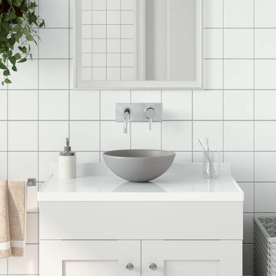 vidaXL Koupelnové umyvadlo keramické světle šedé kulaté